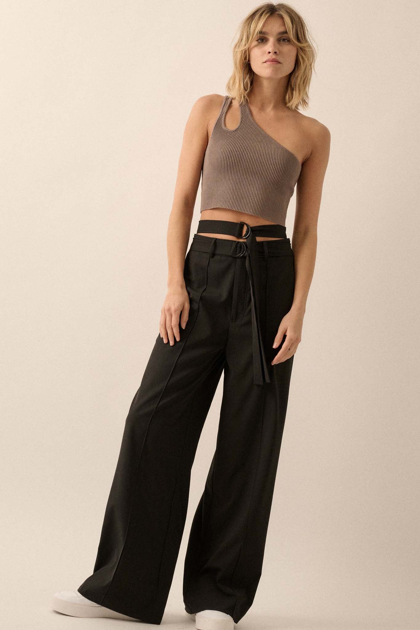 Move the Needle Double Belted Wide-Leg Pants - ShopPromesa