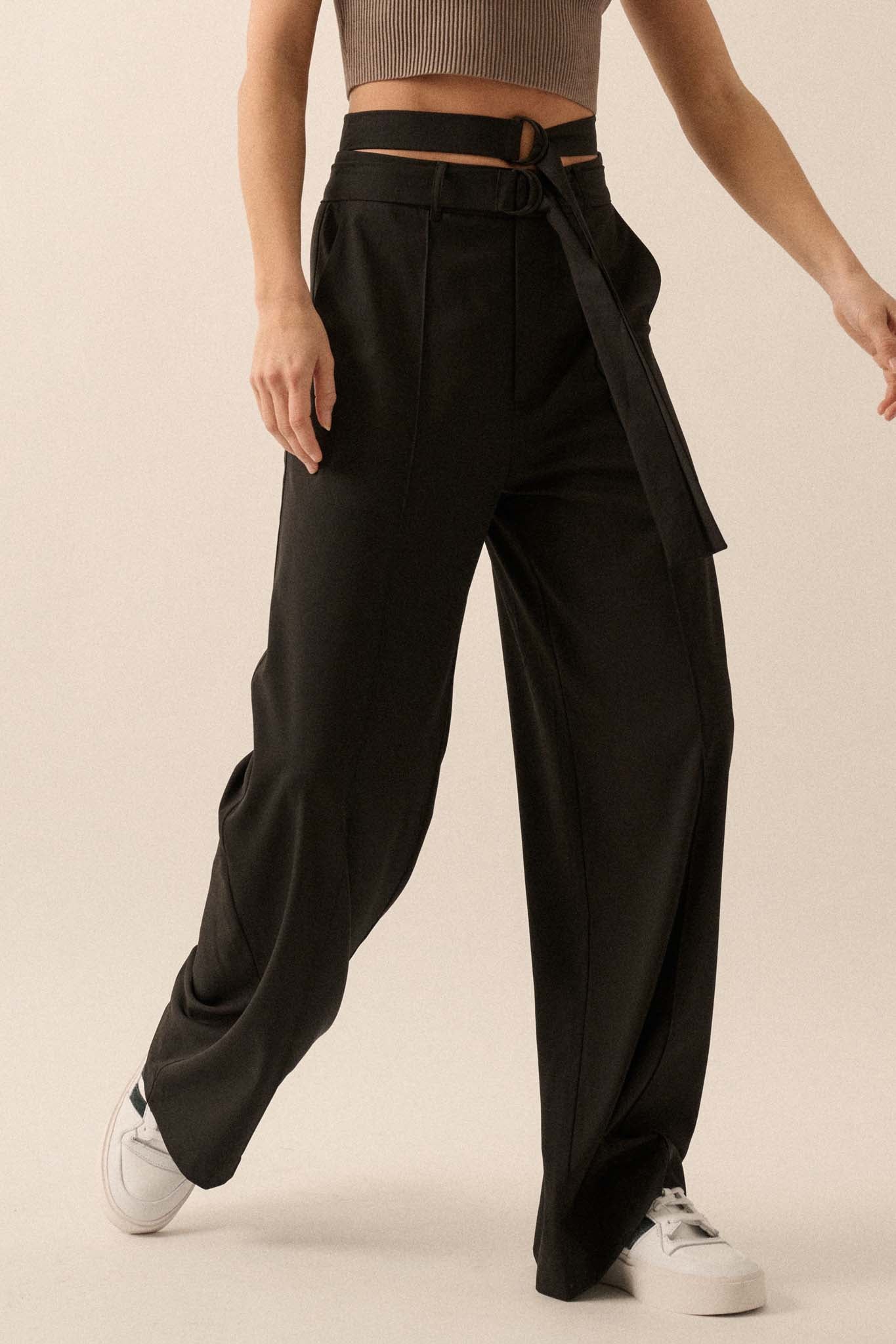 Move the Needle Double Belted Wide-Leg Pants - ShopPromesa