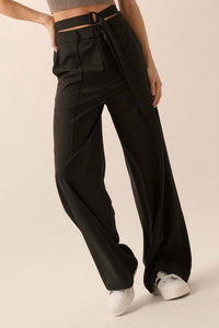 Move the Needle Double Belted Wide-Leg Pants - ShopPromesa