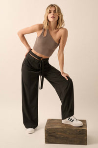 Move the Needle Double Belted Wide-Leg Pants - ShopPromesa