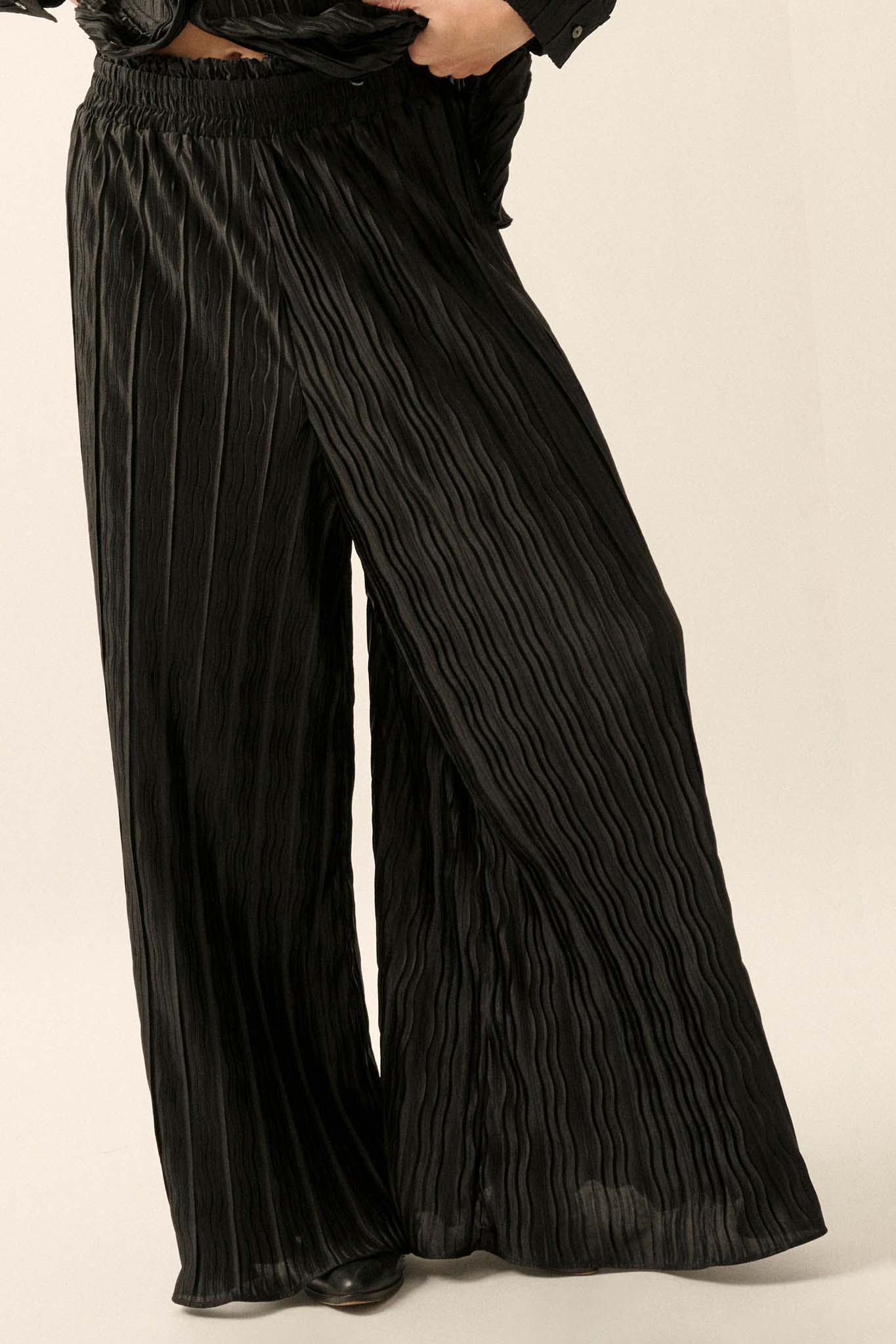 Evening Tide Pleated Wide-Leg Palazzo Pants - ShopPromesa