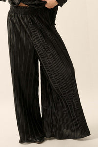 Evening Tide Pleated Wide-Leg Palazzo Pants - ShopPromesa