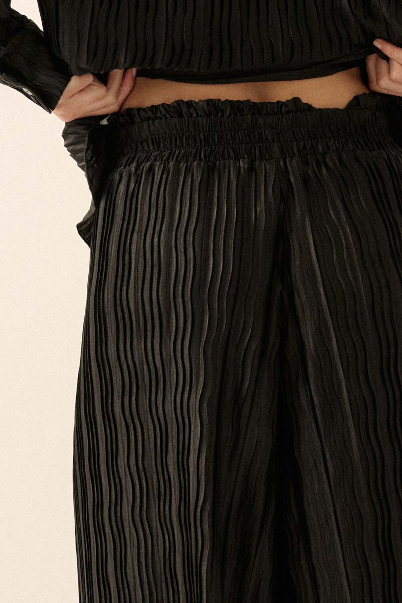 Evening Tide Pleated Wide-Leg Palazzo Pants - ShopPromesa