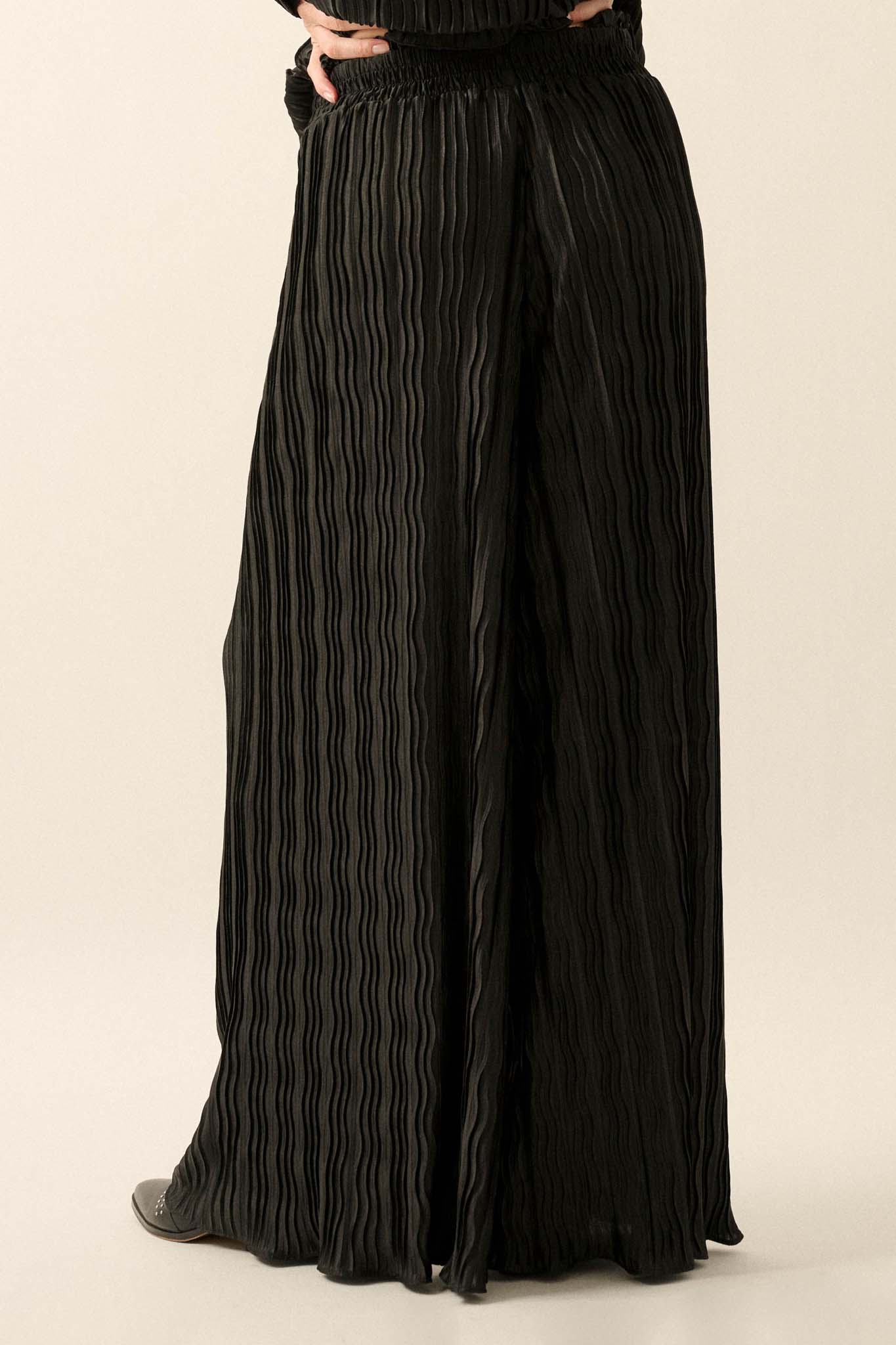 Evening Tide Pleated Wide-Leg Palazzo Pants - ShopPromesa