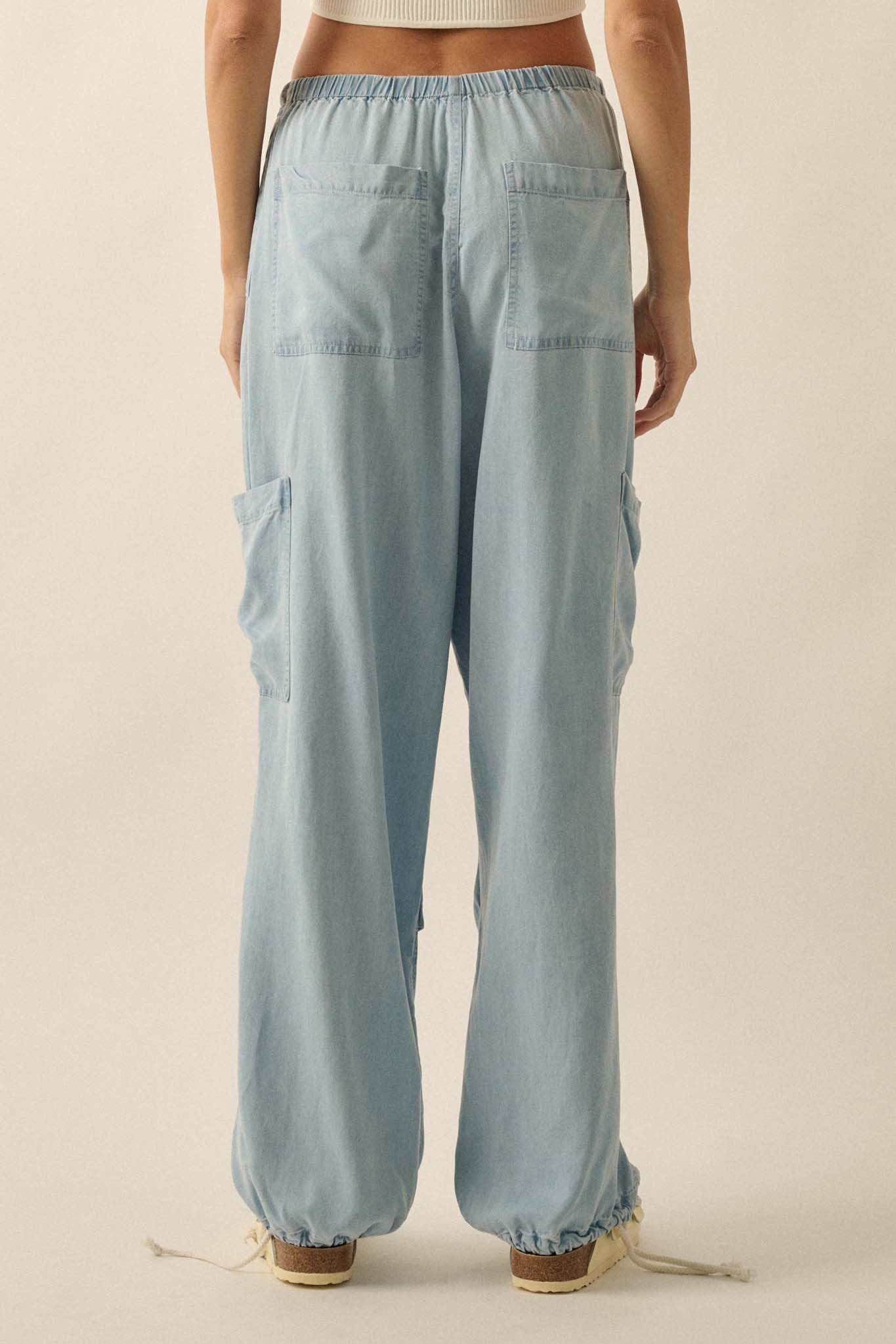 Denim Daze Drawstring Cargo Parachute Pants - ShopPromesa