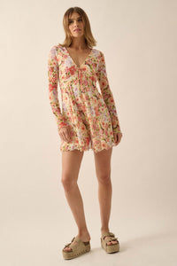 Growing Wild Floral-Print Mesh Long-Sleeve Romper - ShopPromesa