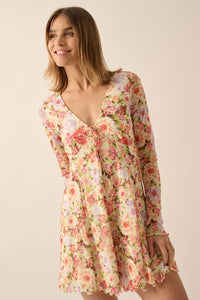 Growing Wild Floral-Print Mesh Long-Sleeve Romper - ShopPromesa