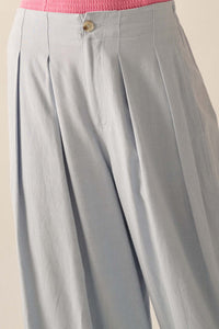 Tide Pool Linen-Blend Cropped Pleated Barrel Pants - ShopPromesa