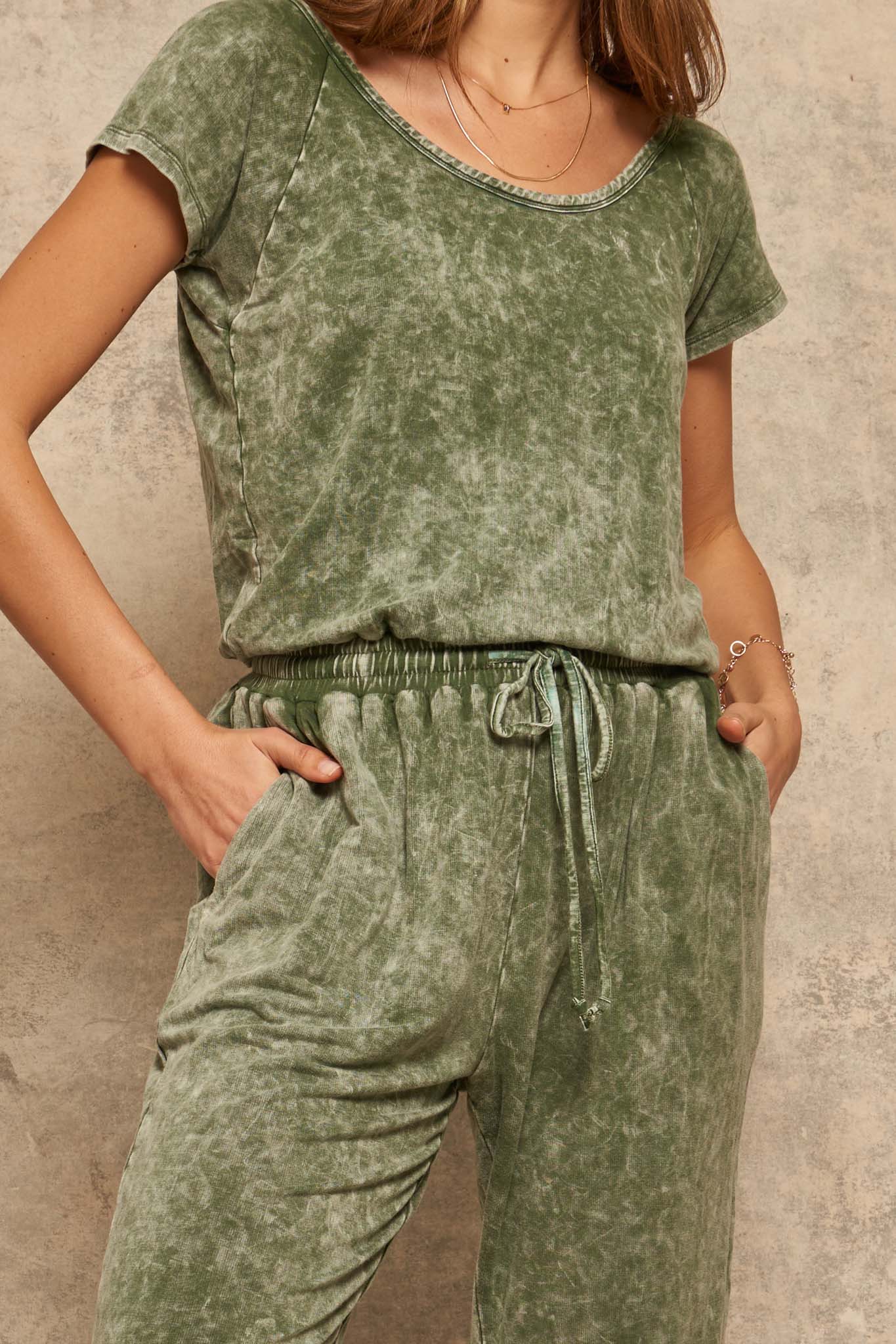 True to You Vintage-Washed Drawstring Jumpsuit - ShopPromesa