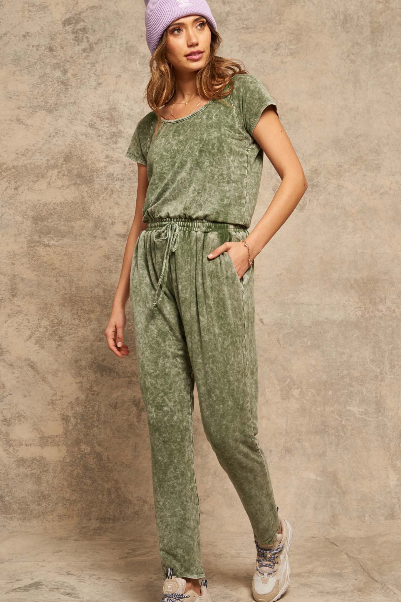 True to You Vintage-Washed Drawstring Jumpsuit - ShopPromesa