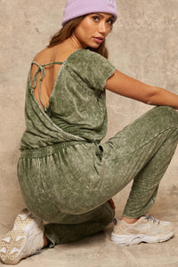 True to You Vintage-Washed Drawstring Jumpsuit - ShopPromesa