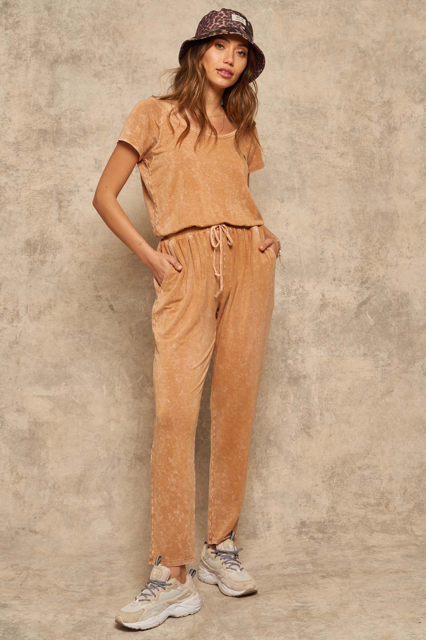 True to You Vintage-Washed Drawstring Jumpsuit - ShopPromesa