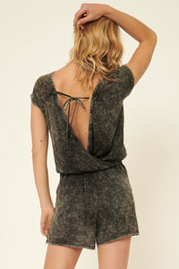 In the Moment Vintage-Washed Drawstring Romper - ShopPromesa