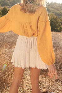 Dance Away Linen-Blend Belted Ruffle Mini Skort - ShopPromesa