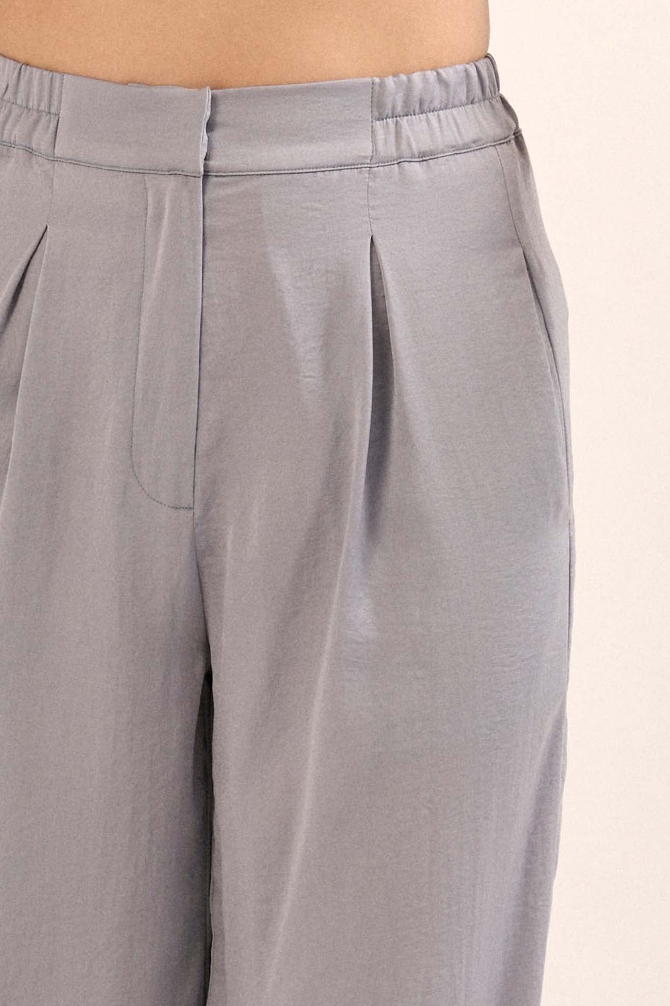 Silk Road Washed Satin Pleated Wide-Leg Pants - ShopPromesa