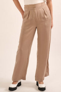 Silk Road Washed Satin Pleated Wide-Leg Pants - ShopPromesa