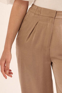 Silk Road Washed Satin Pleated Wide-Leg Pants - ShopPromesa