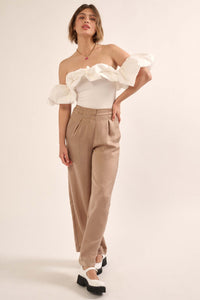 Silk Road Washed Satin Pleated Wide-Leg Pants - ShopPromesa