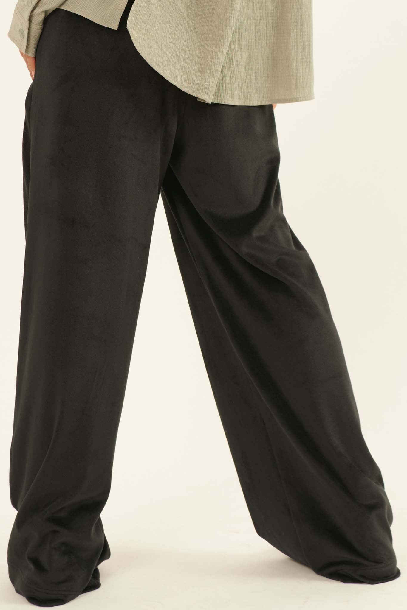 Big Deal Pleated Wide-Leg Velvet Pants - ShopPromesa