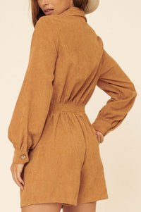 Seize the Day Lapel-Collar Corduroy Romper - ShopPromesa