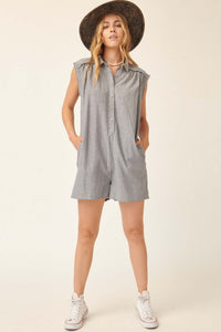 Laidback Life Pinstripe Sleeveless Romper - ShopPromesa