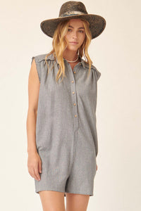 Laidback Life Pinstripe Sleeveless Romper - ShopPromesa