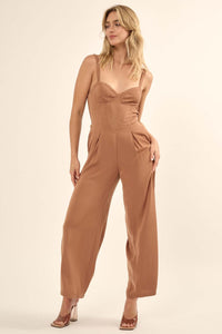 Style Guide Pleated Straight-Leg Corset Jumpsuit - ShopPromesa