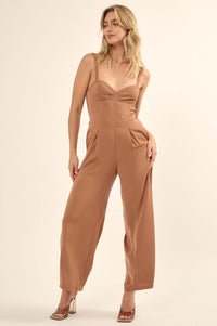 Style Guide Pleated Straight-Leg Corset Jumpsuit - ShopPromesa