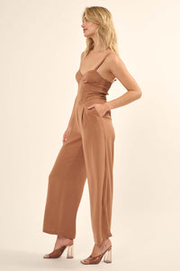 Style Guide Pleated Straight-Leg Corset Jumpsuit - ShopPromesa