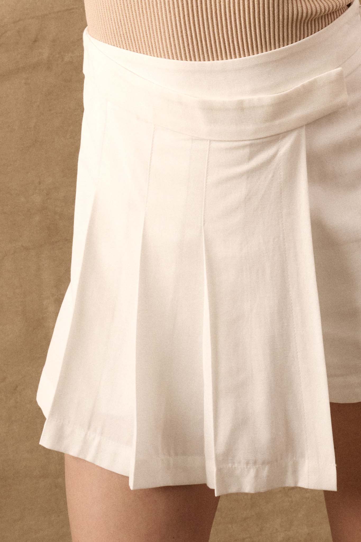 Center Court Pleated Asymmetrical Wrap Skort - ShopPromesa