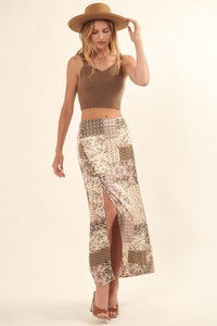 Patch It Up Floral Patchwork-Print Maxi Skirt - ShopPromesa