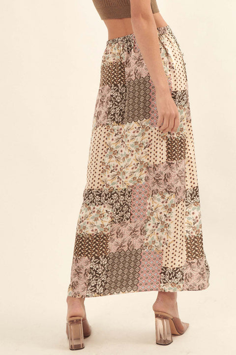 Patch It Up Floral Patchwork-Print Maxi Skirt - ShopPromesa