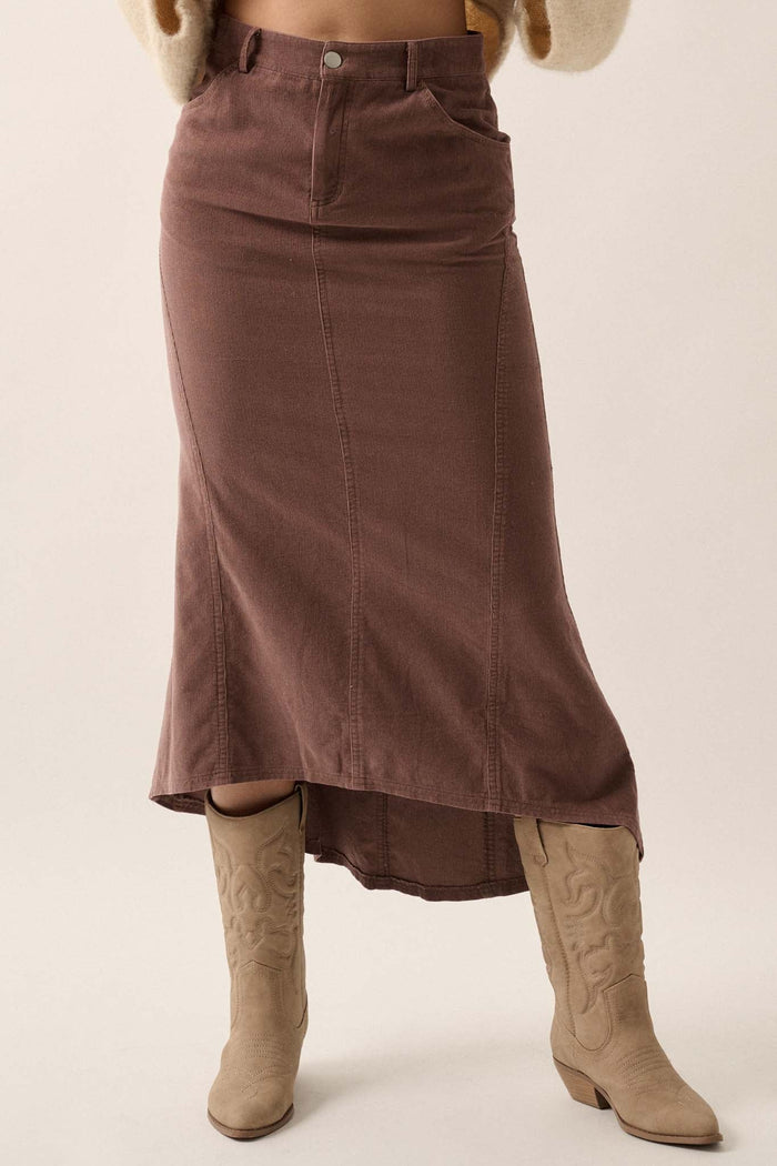 Giddy Up Corduroy High-Low Mermaid Skirt - ShopPromesa