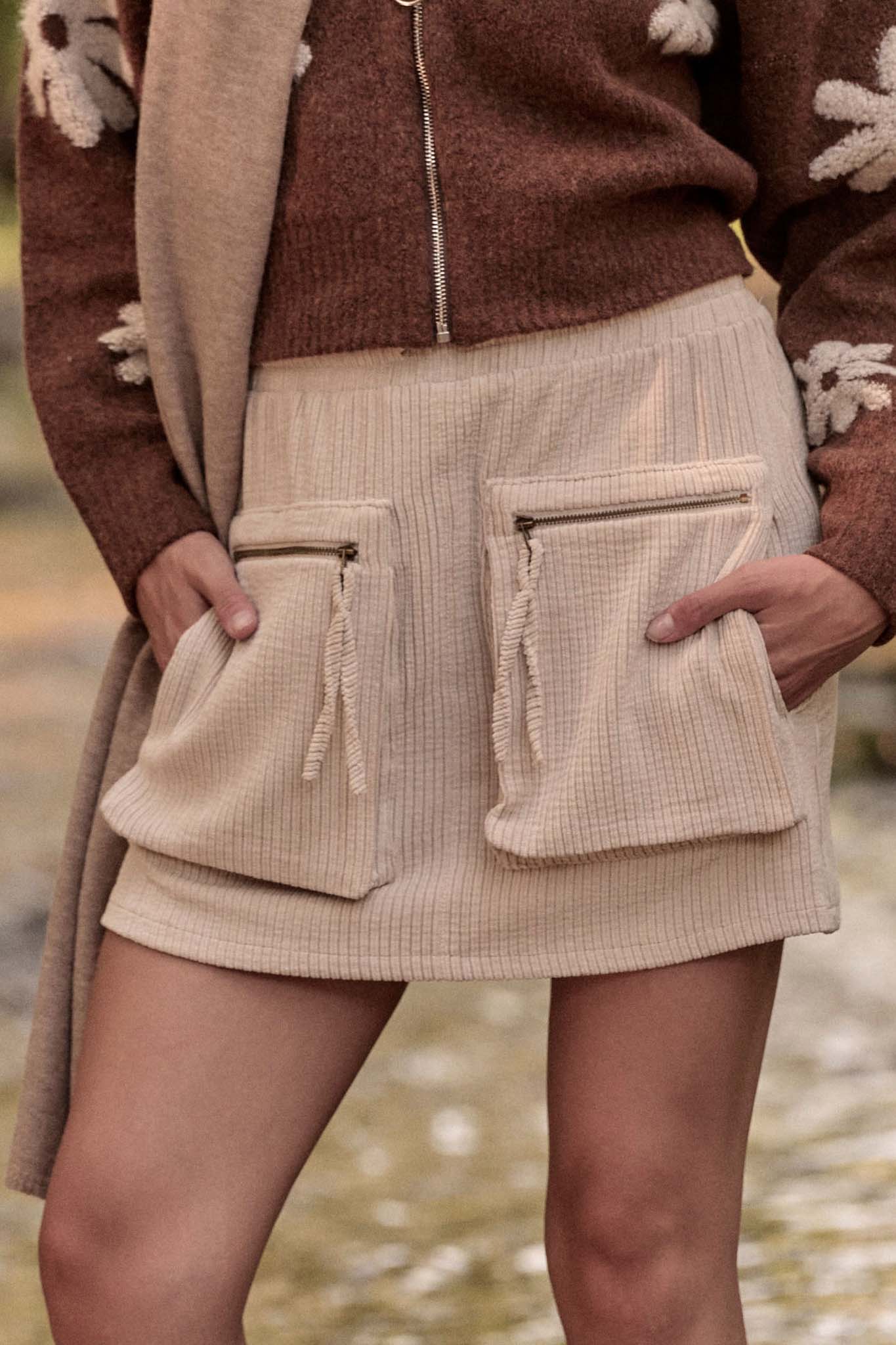 Carried Away Corduroy Cargo Mini Skirt - ShopPromesa