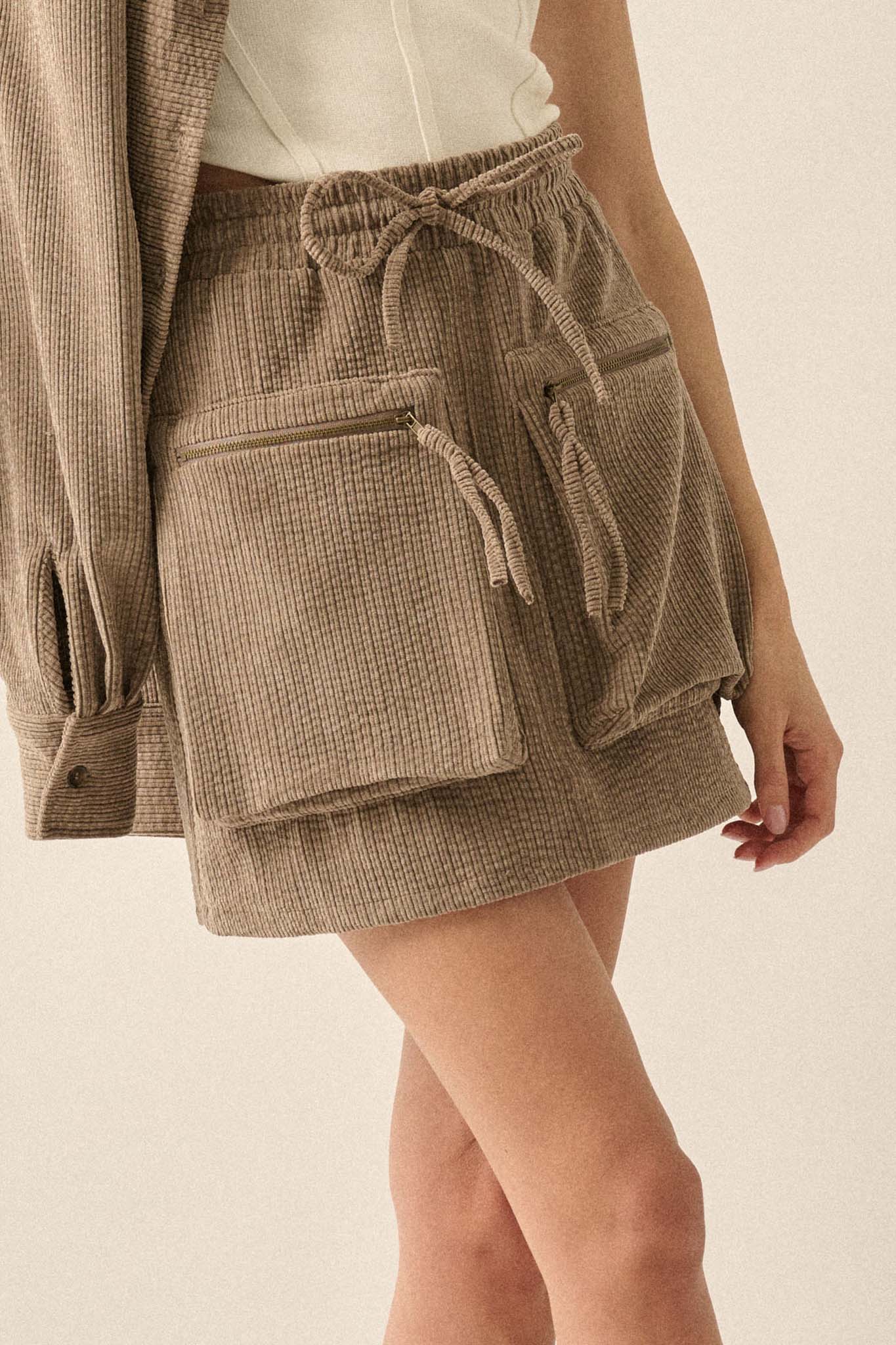 Carried Away Corduroy Cargo Mini Skirt - ShopPromesa