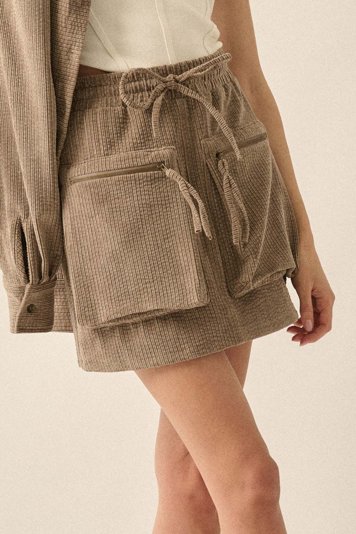 Carried Away Corduroy Cargo Mini Skirt - ShopPromesa