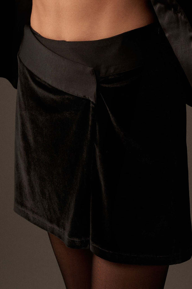 Formal Affair Velvet Wrap Mini Skirt - ShopPromesa