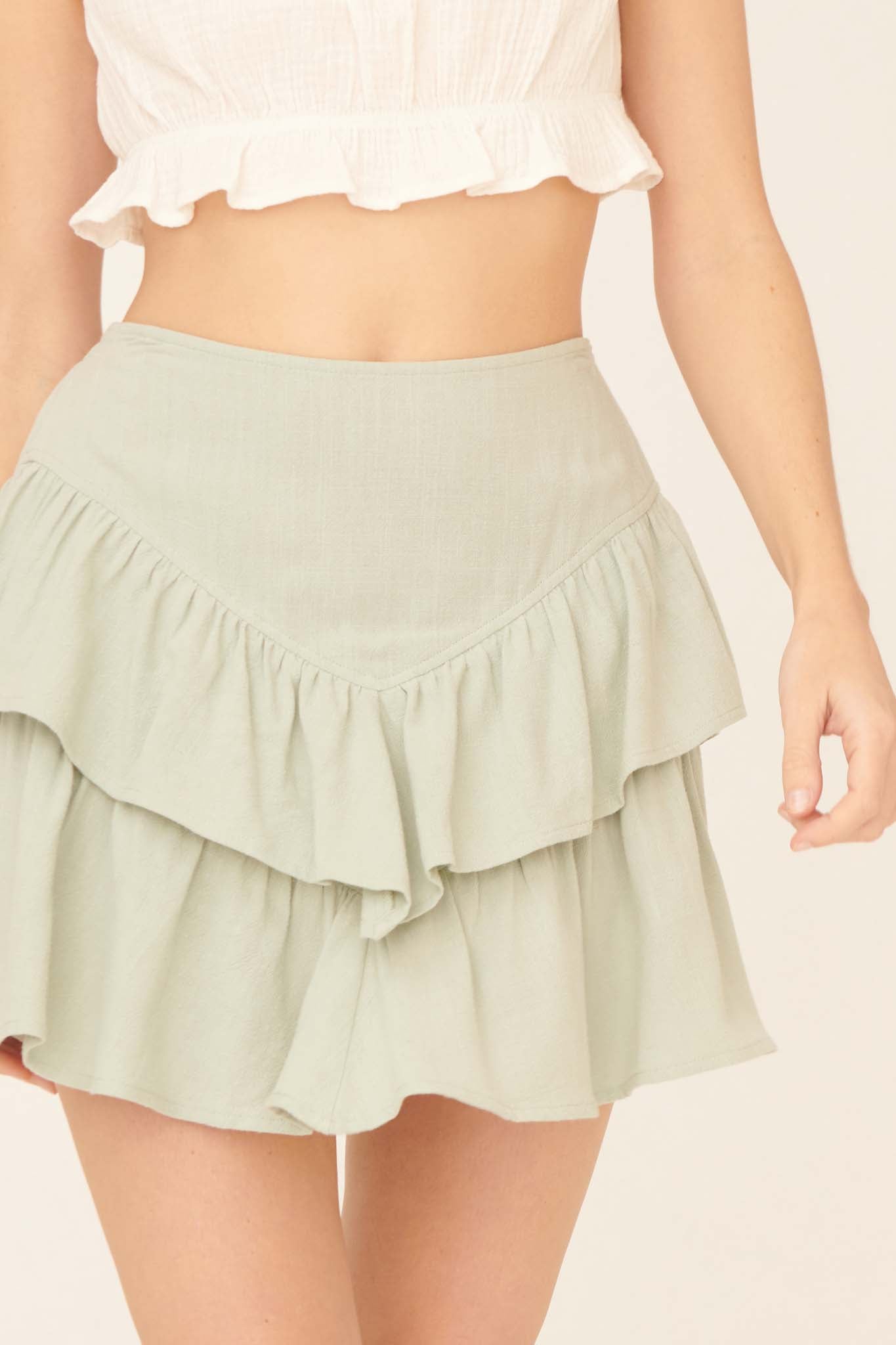 So Much Sass Tiered Ruffle Mini Skirt - ShopPromesa