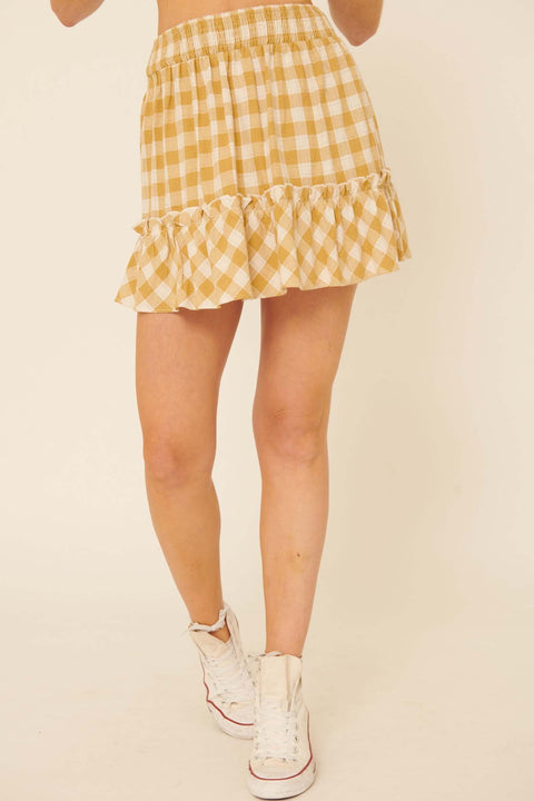 Sweetest Treat Ruffled Gingham Mini Skirt - ShopPromesa