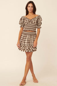 Sweetest Treat Ruffled Gingham Mini Skirt - ShopPromesa