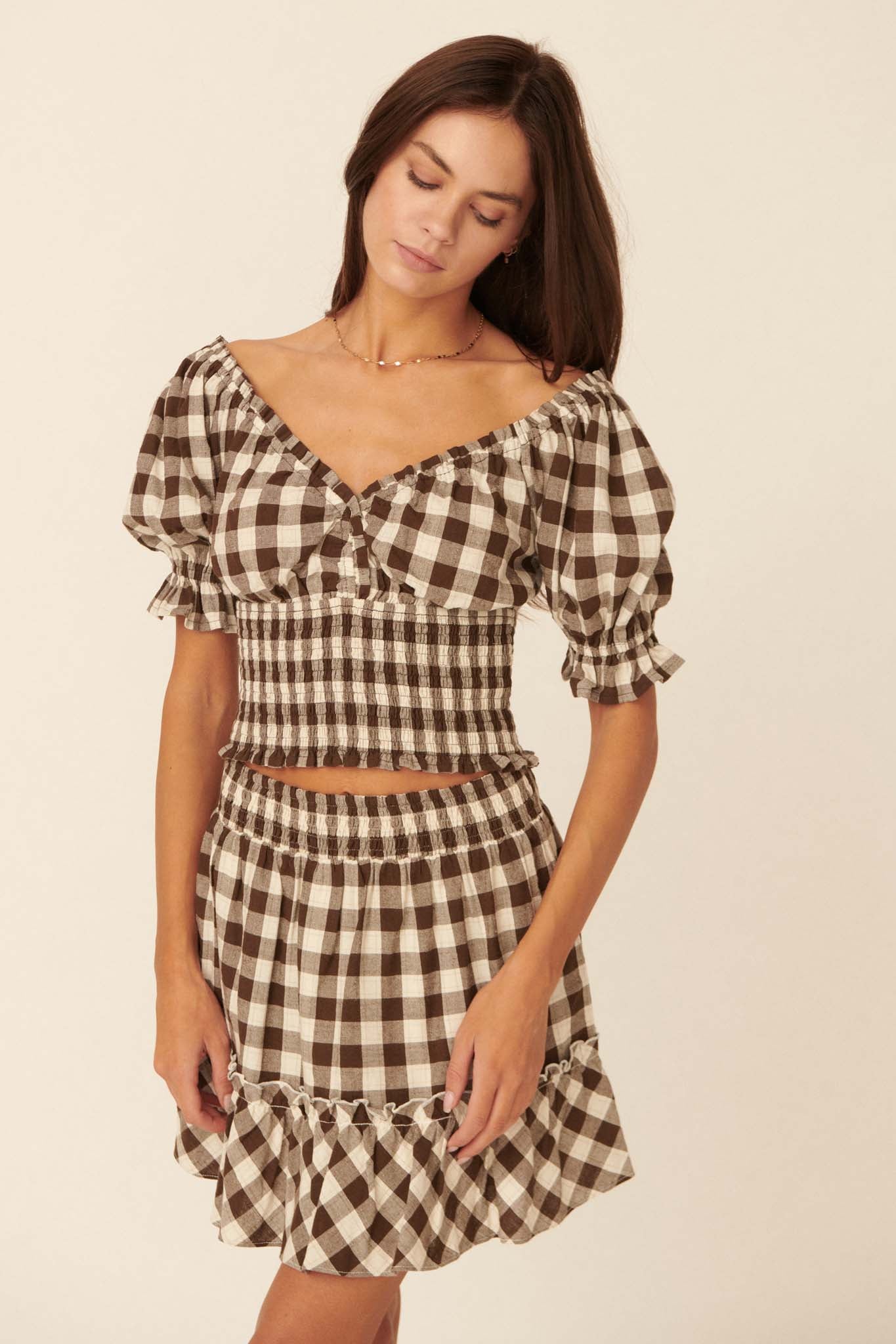 Sweetest Treat Ruffled Gingham Mini Skirt - ShopPromesa