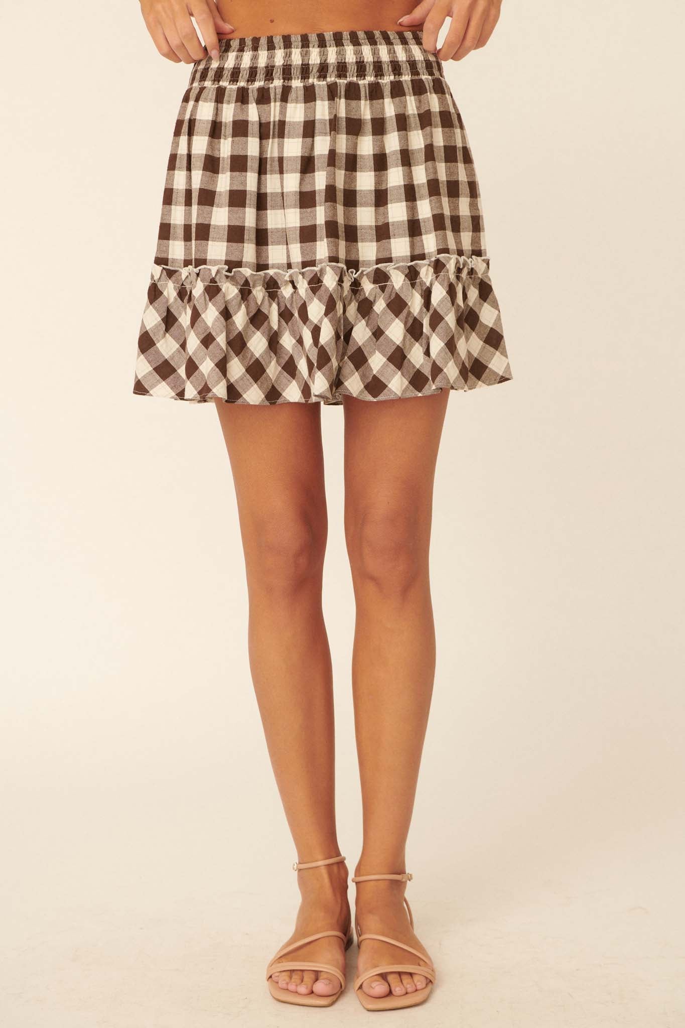 Sweetest Treat Ruffled Gingham Mini Skirt - ShopPromesa