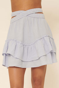 So Excited Crinkle Cotton Ruffle Mini Skirt - ShopPromesa