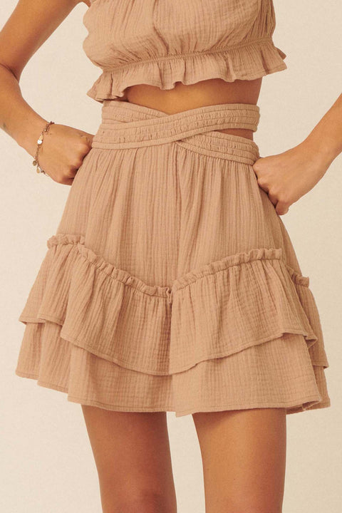 So Excited Crinkle Cotton Ruffle Mini Skirt - ShopPromesa