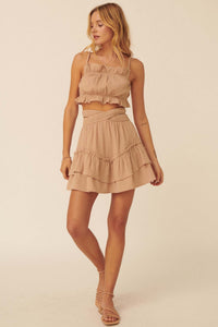 So Excited Crinkle Cotton Ruffle Mini Skirt - ShopPromesa