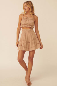 So Excited Crinkle Cotton Ruffle Mini Skirt - ShopPromesa