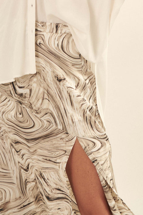 Flow With It Marble-Print Satin Maxi Skirt - ShopPromesa