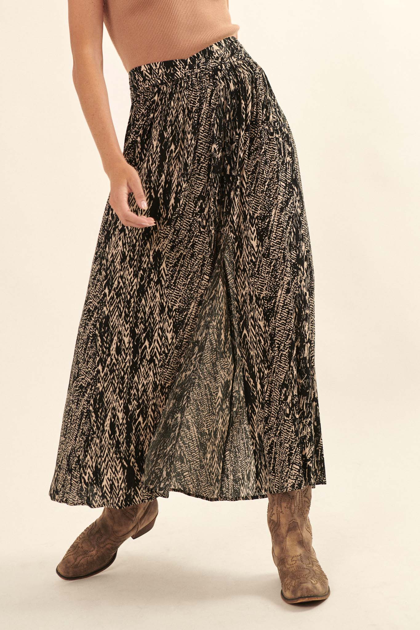 Faraway Homeland Abstract-Print Maxi Skirt - ShopPromesa