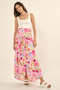 Rainforest Flowers Floral High-Waist Maxi Skirt - ShopPromesa