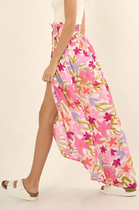 Rainforest Flowers Floral High-Waist Maxi Skirt - ShopPromesa